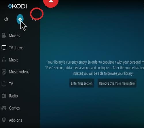 Kodi stap 1: open de instellingen.