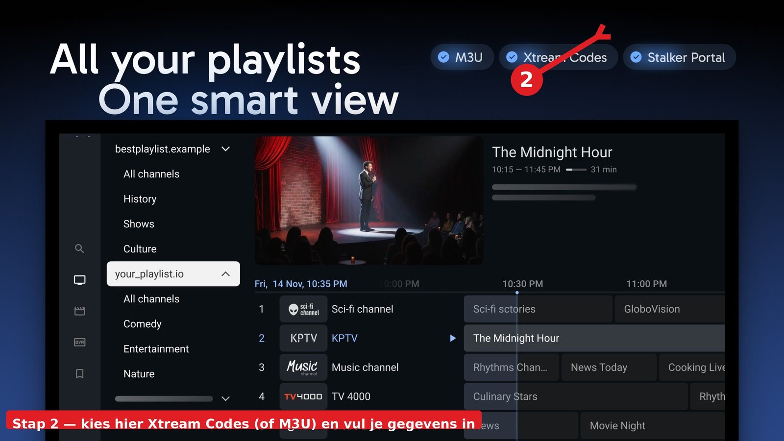 TiviMate stap 2: playlist toevoegen met Xtream Codes